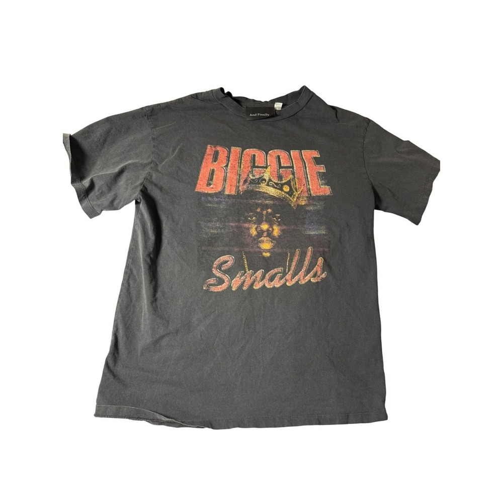 And Finally Biggie Smalls Notorious BIG Graphic T-Shirt Faded Black Mens MEDIUM